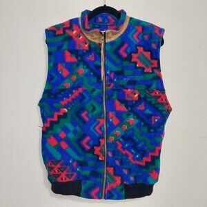 Arteenelle VTG Y2K Vest Full Zip Purple Multicolor Aztec  Colorful Unisex Size L